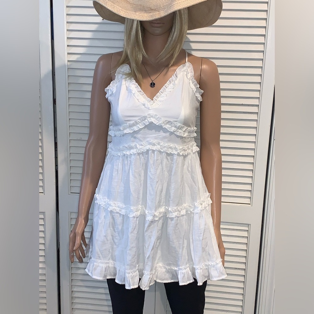 Miami Francesca mini white ruffle sun dress with adjustable straps Size Small - Picture 8 of 8